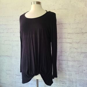 Bellamie Black Knotted Hem Long Sleeve Tee Medium